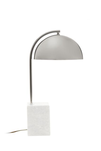 Orsina Table Lamp With Chrome Dome Shade, Modern Chrome Stem Accent Light, Grey Marble Square Base Table Lamp - image 1