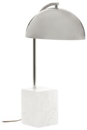 Orsina Table Lamp With Chrome Dome Shade, Modern Chrome Stem Accent Light, Grey Marble Square Base Table Lamp - thumbnail 5