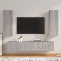 Berkfield Home 4 Piece TV Cabinet Set Grey Sonoma Engineered Wood - thumbnail 1