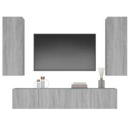 Berkfield Home 4 Piece TV Cabinet Set Grey Sonoma Engineered Wood - thumbnail 4