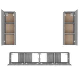Berkfield Home 4 Piece TV Cabinet Set Grey Sonoma Engineered Wood - thumbnail 6