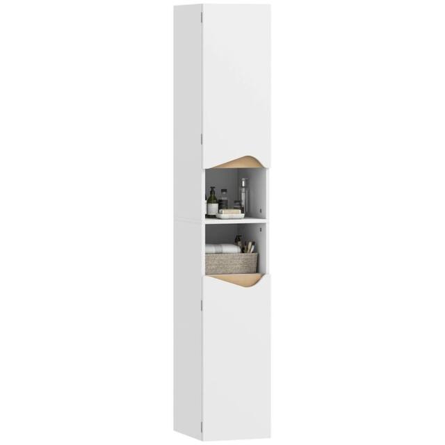 Havendro Slim Bathroom Storage Cabinet, Tall Bathroom Cabinet with 2 Doors in White - image 1