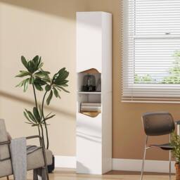Havendro Slim Bathroom Storage Cabinet, Tall Bathroom Cabinet with 2 Doors in White - thumbnail 5