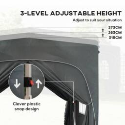 OUTSUNNY 3 x 3(m) UPF50+ Pop Up Gazebo with Sides & Carry Bag, Dark Grey - Size: 3000mm x 3000mm - thumbnail 5