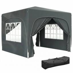 OUTSUNNY 3 x 3(m) UPF50+ Pop Up Gazebo with Sides & Carry Bag, Dark Grey - Size: 3000mm x 3000mm - thumbnail 2