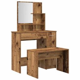 Berkfield Home Dressing Table Set Old Wood Engineered Wood in Brown - thumbnail 2