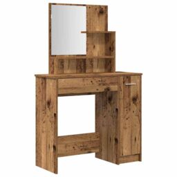 Berkfield Home Dressing Table Set Old Wood Engineered Wood in Brown - thumbnail 4