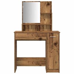 Berkfield Home Dressing Table Set Old Wood Engineered Wood in Brown - thumbnail 5