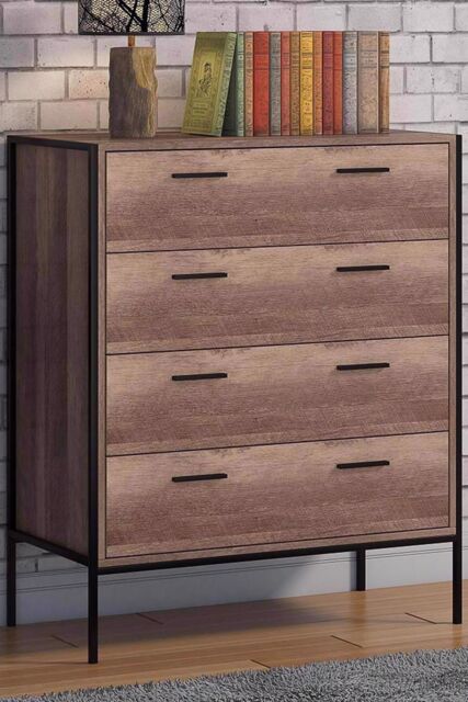 FWStyle Industrial Inspired 4 Drawer Chest Of Drawers in Brown - image 1