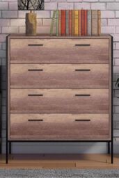 FWStyle Industrial Inspired 4 Drawer Chest Of Drawers in Brown - thumbnail 2
