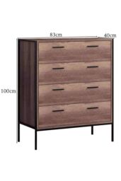 FWStyle Industrial Inspired 4 Drawer Chest Of Drawers in Brown - thumbnail 4