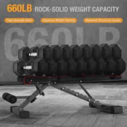 FLAVORA Weight Bench Foldable Strength Training Adjustable in Black - Size: 0-12 m - thumbnail 4
