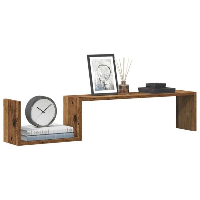 Berkfield Home Durable Wall Shelves 2 pcs Old Wood 100x15x20 cm Engineered Wood in Brown - Size: 100 x 15 x 20 cm - image 1
