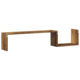 Berkfield Home Durable Wall Shelves 2 pcs Old Wood 100x15x20 cm Engineered Wood in Brown - Size: 100 x 15 x 20 cm - thumbnail 7