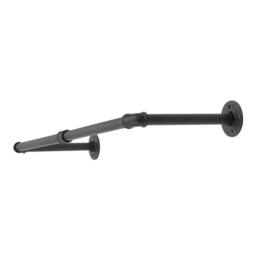 KORVIXA 51cm Wall Mounted Clothes Rail Metal Pipe Garment Coat Rack in Black - Size: 900mm - thumbnail 1