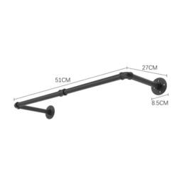 KORVIXA 51cm Wall Mounted Clothes Rail Metal Pipe Garment Coat Rack in Black - Size: 900mm - thumbnail 2