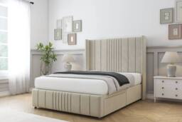 "Sloomy Hargrave Plush Divan Set 2 Drawers-54"" Wingback-Footboard in Cream - Size: Double" - thumbnail 3