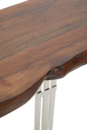 Orsina Natural & Silver Console Table, Wooden Top With Stainless Steel Loop Base, Modern Entryway Console - thumbnail 4