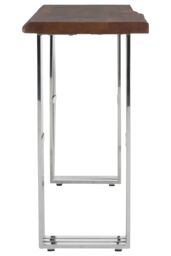 Orsina Natural & Silver Console Table, Wooden Top With Stainless Steel Loop Base, Modern Entryway Console - thumbnail 2
