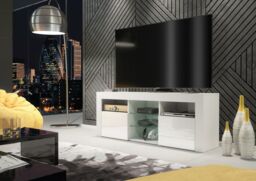 Creative Furniture TV Unit 145cm Modern - White with High Gloss Doors - thumbnail 2