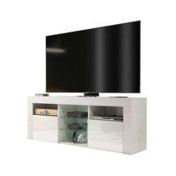Creative Furniture TV Unit 145cm Modern - White with High Gloss Doors - thumbnail 3