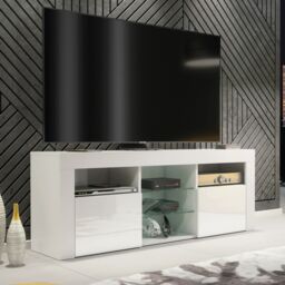 Creative Furniture TV Unit 145cm Modern - White with High Gloss Doors - thumbnail 6