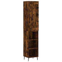 Berkfield Home Highboard Smoked Oak 34.5x34x180 cm Engineered Wood in Brown - thumbnail 3
