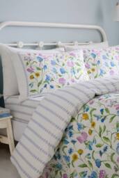 Dreams & Drapes 'Sweetpea Floral' 100% Cotton Duvet Cover Set - Size: Double - thumbnail 2