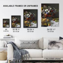 "Artery8 Still Life with Flowers & Fruit Monet Vintage Wall Art Print Poster - Size: W18"" x H24""" - thumbnail 3