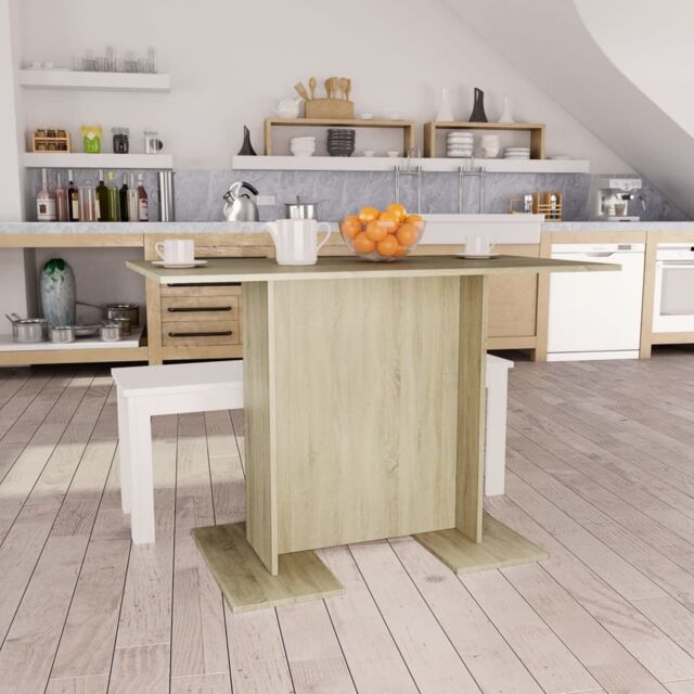 Berkfield Home Dining Table Sonoma Oak 110x60x75 cm Engineered Wood in Brown - Size: 110 x 60 x 75 cm - image 1
