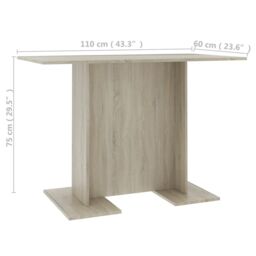 Berkfield Home Dining Table Sonoma Oak 110x60x75 cm Engineered Wood in Brown - Size: 110 x 60 x 75 cm - thumbnail 6