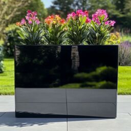Access Garden Products 90cm Long Zinc Galvanised Polished Black 60cm Tall Trough Planter - thumbnail 1
