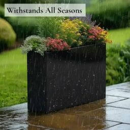 Access Garden Products 90cm Long Zinc Galvanised Polished Black 60cm Tall Trough Planter - thumbnail 6