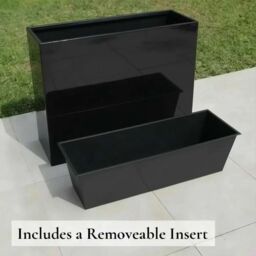 Access Garden Products 90cm Long Zinc Galvanised Polished Black 60cm Tall Trough Planter - thumbnail 2