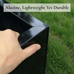 Access Garden Products 90cm Long Zinc Galvanised Polished Black 60cm Tall Trough Planter - thumbnail 3