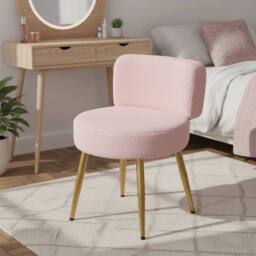 KORVIXA Pink Plush Teddy Vanity Chair Dressing Table Makeup Seat for Bedroom - Size: 100 cm - thumbnail 4