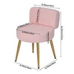 KORVIXA Pink Plush Teddy Vanity Chair Dressing Table Makeup Seat for Bedroom - Size: 100 cm - thumbnail 2