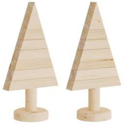 Berkfield Home Wooden Christmas Trees for Decoration 2 pcs 30 cm Solid Wood Pine in Natural
