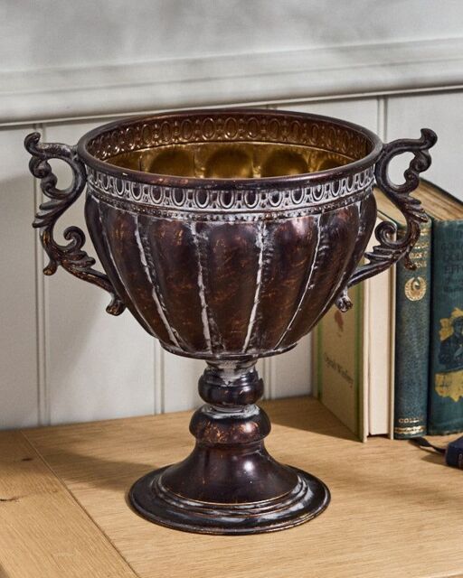 Antique Style Footed Urn Flower Plant Pot Outdoor Garden Planter with Handles (Dia) 30cm, (H)31cm