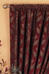 Paoletti Shiraz Traditional Jacquard Pencil Pleat Curtains in Burgundy - Size: 229 cm width x 229 cm drop - thumbnail 2