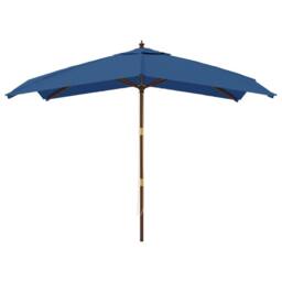 Berkfield Home Garden Parasol with Wooden Pole Azure Blue 300x300x273 cm - Size: 300 x 300 x 273 cm - thumbnail 3