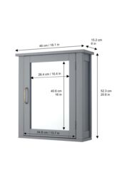 Teamson Home Mercer 46 x 53cm Removable Mirrored Wall Cabinet, Grey - Size: 45 cm width x 75 cm drop - thumbnail 4