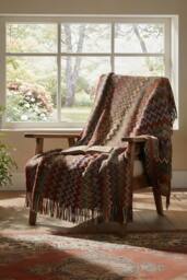 Living and Home Bohemian Sofa Throw Blanket with Tassels in Red - thumbnail 2