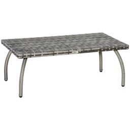 OUTSUNNY Patio Rattan Coffee Table Outdoor Wicker Side Table Furniture Garden Balcony in Grey - thumbnail 2