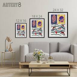 "Artery8 Vintage Sea Life Pattern Designs Framed Canvas Wall Art Print Seguy - Size: W12"" x H16""" - thumbnail 4