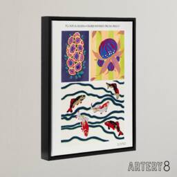 "Artery8 Vintage Sea Life Pattern Designs Framed Canvas Wall Art Print Seguy - Size: W12"" x H16""" - thumbnail 2