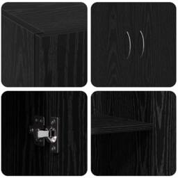 Berkfield Home Office Cabinet - Black Oak, 60 x 32 x 77.5 cm, Engineered Wood - Size: 60 x 32 x 77.5 cm - thumbnail 9