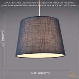 Happy Homewares Modern Linen Fabric Drum Lamp Shade for Table or Pendant in Midnight - Size: 10 inches - thumbnail 6