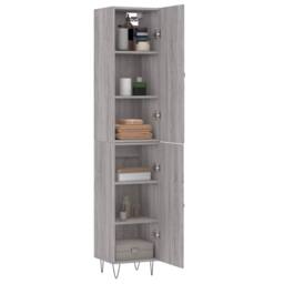 Berkfield Home Highboard Grey Sonoma 34.5x34x180 cm Engineered Wood - thumbnail 1