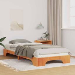 Berkfield Home Floor Bed Frame with Storage Brown 100 x 220 cm Wood - thumbnail 2